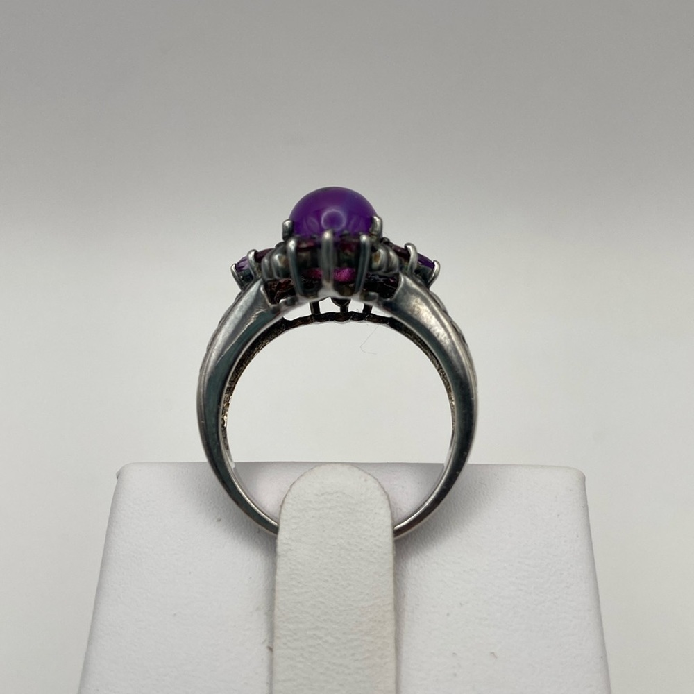 Suarti Sterling Silver Purple Amethyst Cabochon Pink Tourmaline Ring Size 8 - Picture 6 of 15